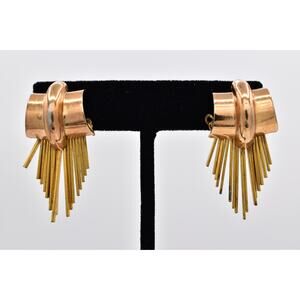 Coro Vintage Screw Back Earrings Gold Copper Tone Brutalist Signed 1960s BinX